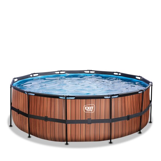 EXIT Wood pool ø427x122cm med sandfilterpump - brun