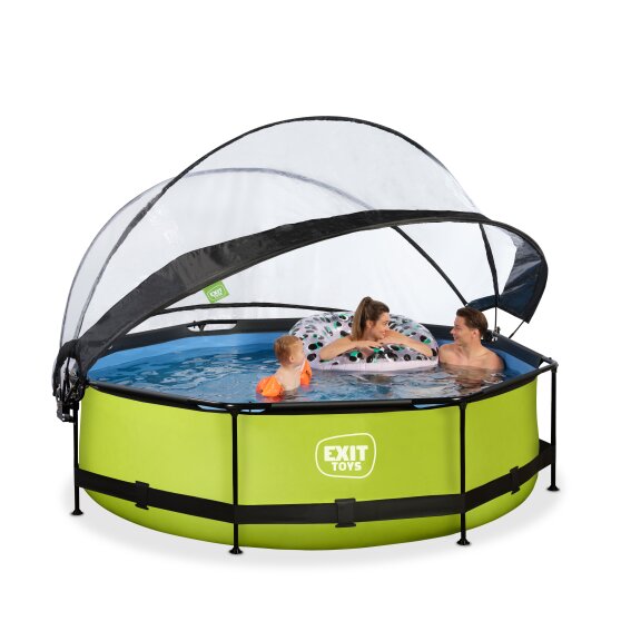 EXIT Lime pool ø300x76cm med filterpump och tak - grön