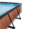 EXIT Wood pool 220x150x65cm med filterpump och solsegel - brun